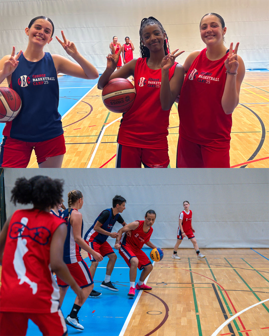 Montage photos de joueuses et joueurs de basketball